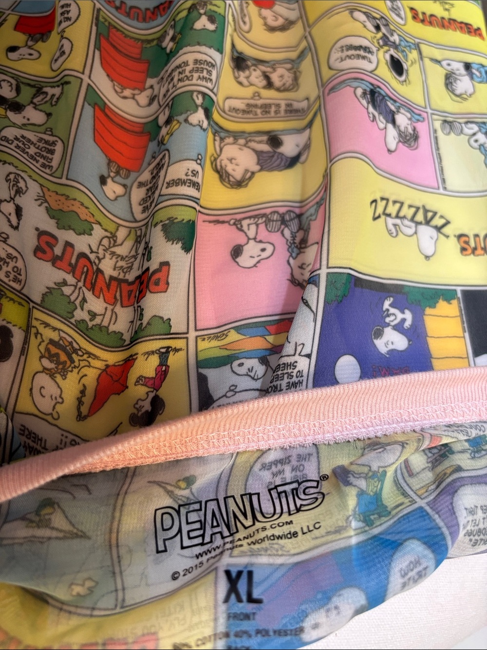 Peanuts Pink Raglan Top with Colorful Comic Panel Back - Picture 3 of 3